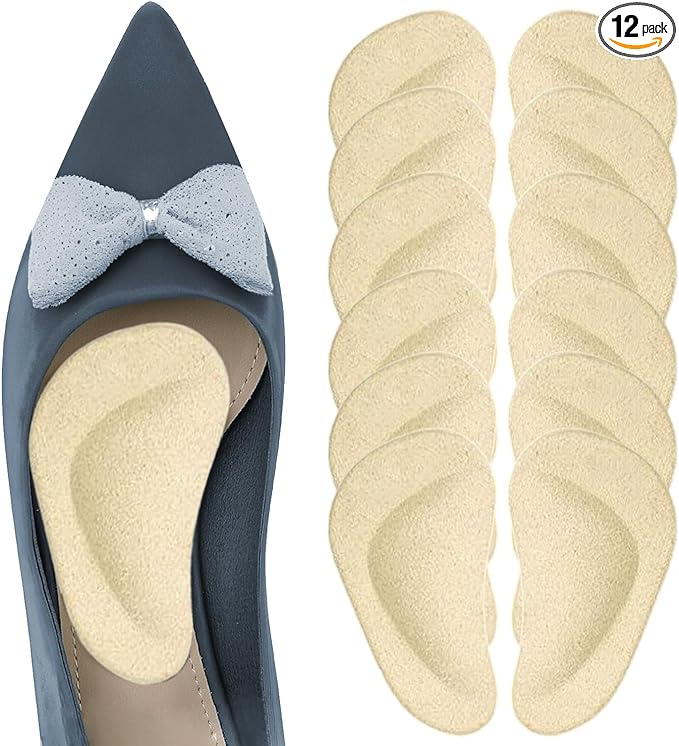 Correct-Position' Arch Support Shoe Insoles for Flat Feet: Gel Arch Inserts for Plantar Fasciitis, Adhesive Arch Pad for Pressure Relief and Foot Pain Relief- 6 Pairs (Beige)